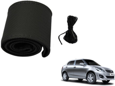Auto Hub Hand Stiched Steering Cover For Maruti New Dzire(Black, Leatherite)