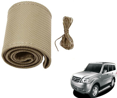 Auto Hub Hand Stiched Steering Cover For Tata Sumo Grand(Beige, Leatherite)