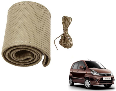 Auto Hub Hand Stiched Steering Cover For Maruti Zen Estilo(Beige, Leatherite)