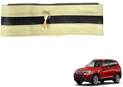 Auto Hub Hand Stiched Steering Cover For BMW X3(Beige, Black, Leatherite)
