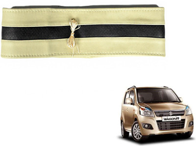 Auto Hub Hand Stiched Steering Cover For Maruti WagonR(Beige, Black, Leatherite)