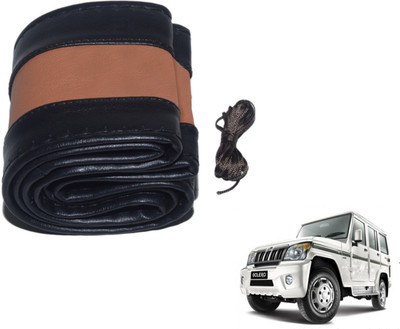 Auto Hub Hand Stiched Steering Cover For Mahindra Bolero(Black, Brown, Leatherite)