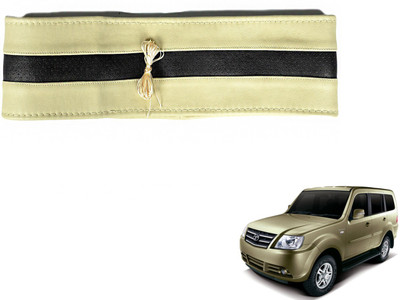 Auto Hub Hand Stiched Steering Cover For Tata Sumo Grande(Beige, Black, Leatherite)