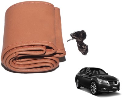 Auto Hub Hand Stiched Steering Cover For Honda Accord(Brown, Leatherite)