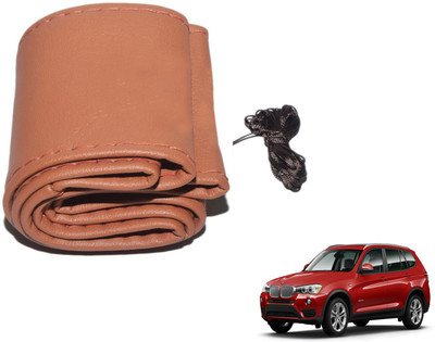 Auto Hub Hand Stiched Steering Cover For BMW X3(Brown, Leatherite)