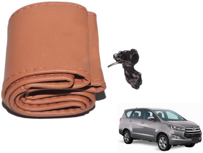 Auto Hub Hand Stiched Steering Cover For Toyota Innova(Brown, Leatherite)
