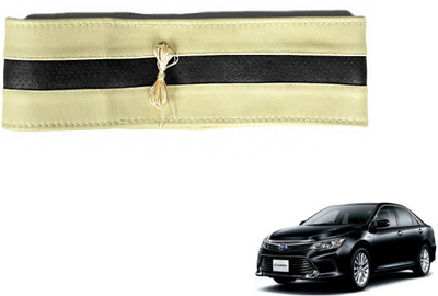 Auto Hub Hand Stiched Steering Cover For Toyota Camry(Beige, Black, Leatherite)