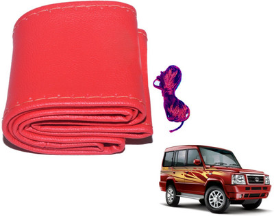 Auto Hub Hand Stiched Steering Cover For Tata Sumo(Red, Leatherite)