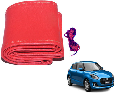 Auto Hub Hand Stiched Steering Cover For Maruti New Swift(Red, Leatherite)