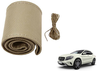 Auto Hub Hand Stiched Steering Cover For Mercedes Benz GLA-Class(Beige, Leatherite)