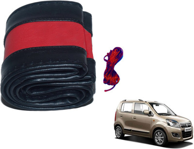 Auto Hub Hand Stiched Steering Cover For Maruti WagonR Stingray(Black, Red, Leatherite)