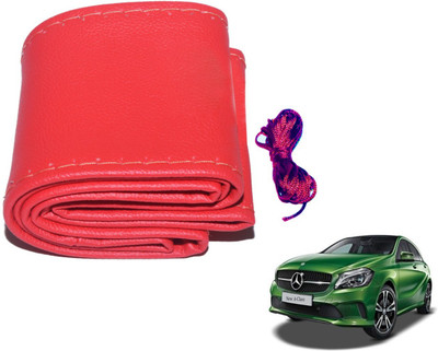 Auto Hub Hand Stiched Steering Cover For Mercedes Benz A-Class(Red, Leatherite)