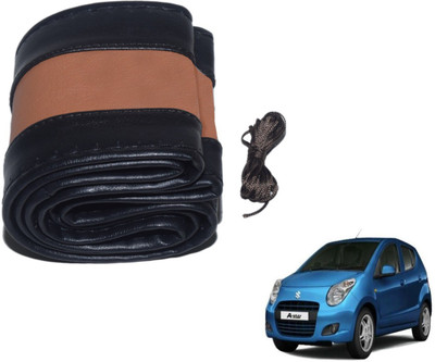 Auto Hub Hand Stiched Steering Cover For Maruti A-Star(Black, Brown, Leatherite)