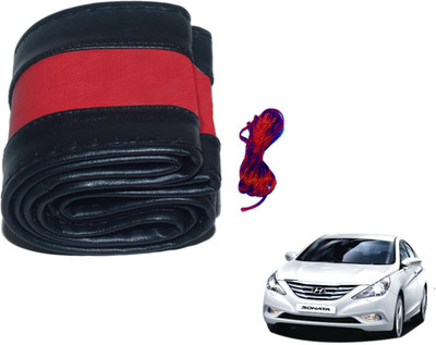Auto Hub Hand Stiched Steering Cover For Hyundai Sonata(Black, Red, Leatherite)