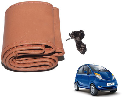 Auto Hub Hand Stiched Steering Cover For Tata Nano(Brown, Leatherite)