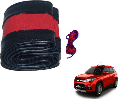 Auto Hub Hand Stiched Steering Cover For Maruti Vitara(Black, Red, Leatherite)