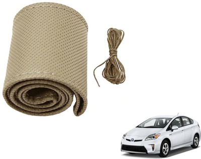 Auto Hub Hand Stiched Steering Cover For Toyota Prius(Beige, Leatherite)