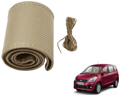 Auto Hub Hand Stiched Steering Cover For Maruti Ertiga(Beige, Leatherite)