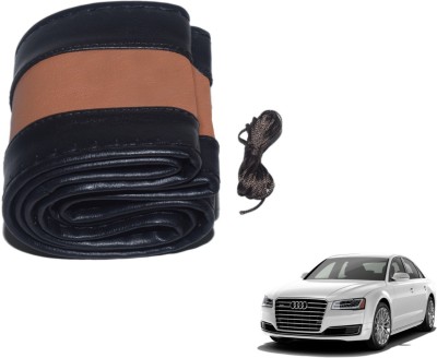 Auto Hub Hand Stiched Steering Cover For Audi A8(Black, Brown, Leatherite)