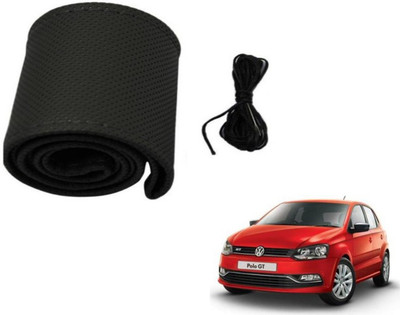 Auto Hub Hand Stiched Steering Cover For Volkswagen Polo GT(Black, Leatherite)