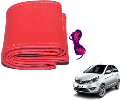 Auto Hub Hand Stiched Steering Cover For Tata Bolt(Red, Leatherite)