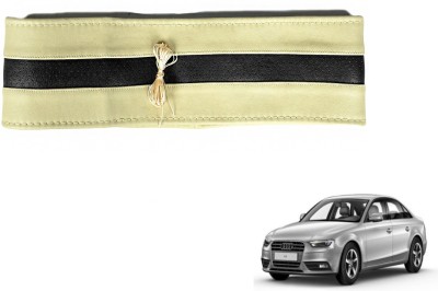Auto Hub Hand Stiched Steering Cover For Audi A4(Beige, Black, Leatherite)