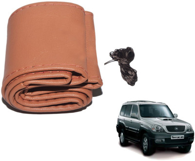 Auto Hub Hand Stiched Steering Cover For Hyundai Terracan(Brown, Leatherite)