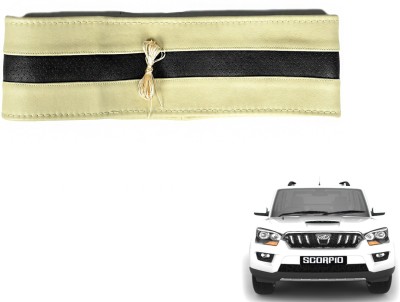 Auto Hub Hand Stiched Steering Cover For Mahindra New Scorpio(Beige, Black, Leatherite)