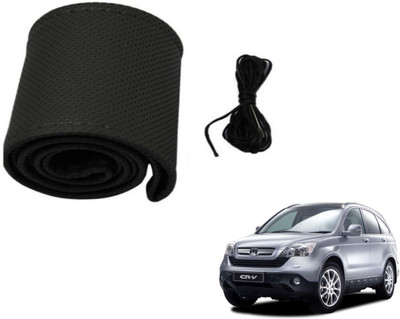 Auto Hub Hand Stiched Steering Cover For Honda CR-V(Black, Leatherite)