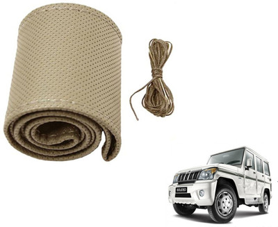 Auto Hub Hand Stiched Steering Cover For Mahindra Bolero(Beige, Leatherite)