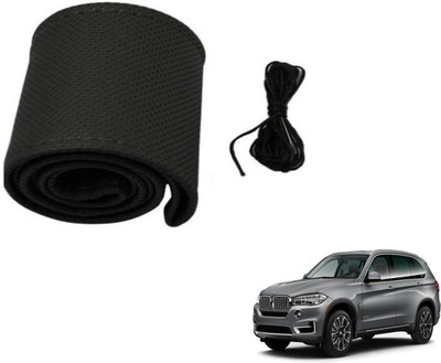 Auto Hub Hand Stiched Steering Cover For BMW X5(Black, Leatherite)