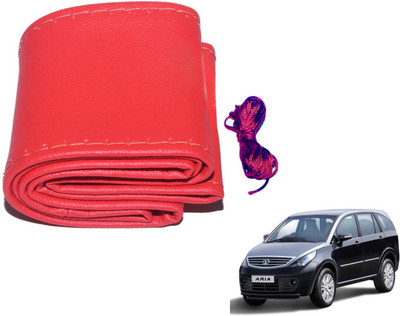 Auto Hub Hand Stiched Steering Cover For Tata Aria(Red, Leatherite)