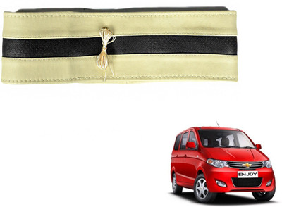 Auto Hub Hand Stiched Steering Cover For Chevrolet Enjoy(Beige, Black, Leatherite)