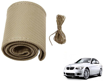 Auto Hub Hand Stiched Steering Cover For BMW 320D(Beige, Leatherite)