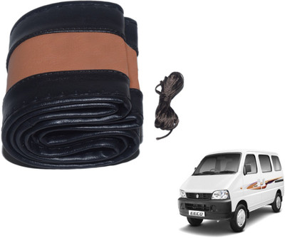 Auto Hub Hand Stiched Steering Cover For Maruti Eeco(Black, Brown, Leatherite)