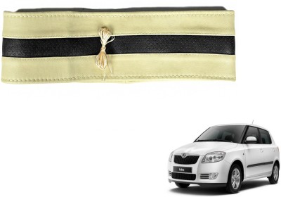 Auto Hub Hand Stiched Steering Cover For Skoda Fabia(Beige, Black, Leatherite)