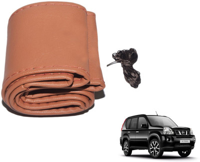 Auto Hub Hand Stiched Steering Cover For Nissan X-Trail(Brown, Leatherite)