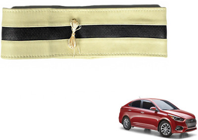 Auto Hub Hand Stiched Steering Cover For Hyundai Verna(Beige, Black, Leatherite)