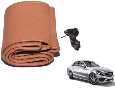 Auto Hub Hand Stiched Steering Cover For Mercedes Benz C-Class(Brown, Leatherite)