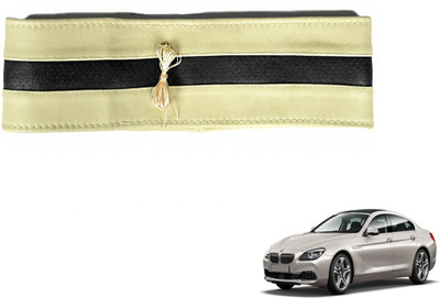 Auto Hub Hand Stiched Steering Cover For BMW 6 Series(Beige, Black, Leatherite)