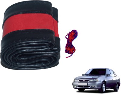 Auto Hub Hand Stiched Steering Cover For Daewoo Cielo(Black, Red, Leatherite)