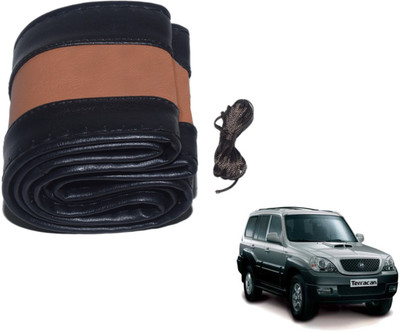 Auto Hub Hand Stiched Steering Cover For Hyundai Terracan(Black, Brown, Leatherite)