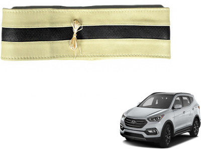 Auto Hub Hand Stiched Steering Cover For Hyundai SantaFe(Beige, Black, Leatherite)