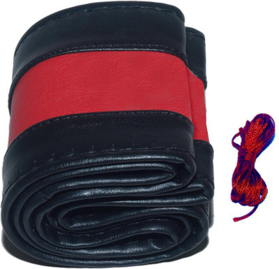 Auto Hub Hand Stiched Steering Cover For Mahindra TUV 300(Black, Red, Leatherite)