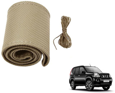 Auto Hub Hand Stiched Steering Cover For Nissan X-Trail(Beige, Leatherite)