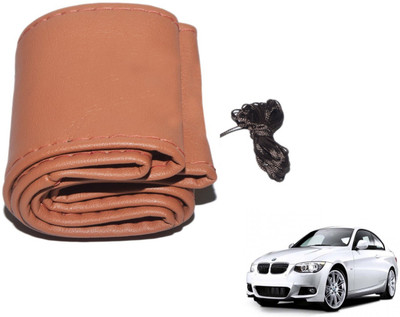 Auto Hub Hand Stiched Steering Cover For BMW 320D(Brown, Leatherite)