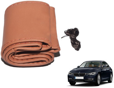 Auto Hub Hand Stiched Steering Cover For BMW 520d(Brown, Leatherite)