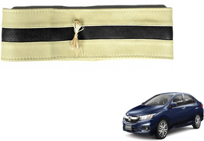 Auto Hub Hand Stiched Steering Cover For Honda New City(Beige, Black, Leatherite)