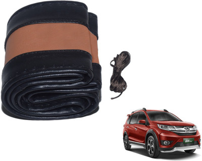 Auto Hub Hand Stiched Steering Cover For Honda NA(Black, Brown, Leatherite)