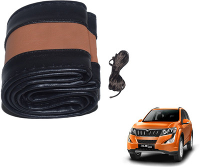 Auto Hub Hand Stiched Steering Cover For Mahindra XUV 500(Black, Brown, Leatherite)